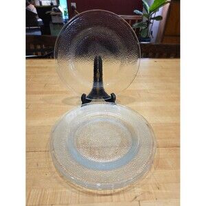 Vintage Indiana Glass Crystal Ice Dinner Plates Set of 4 Clear Bark MCM